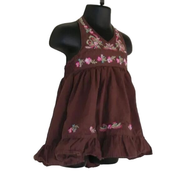 BLUEBERI BLVD Dress, 12m, Halter Embroidered Brown, Pink, Green - Picture 3 of 8